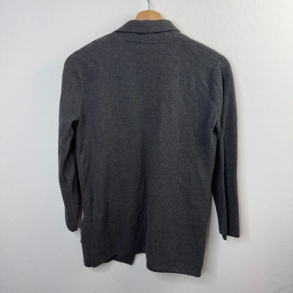 J.Crew Factory Women's Sweater Blazer Sz XS 100% Cotton Knit Dark Gray‎ Jacket
